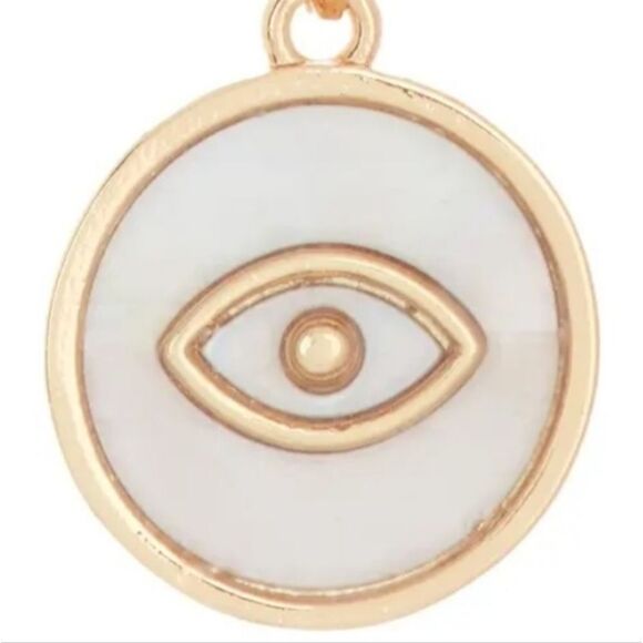 ADORNIA MOTHER OF PEARL EVIL EYE NECKLACE - Picture 1 of 5